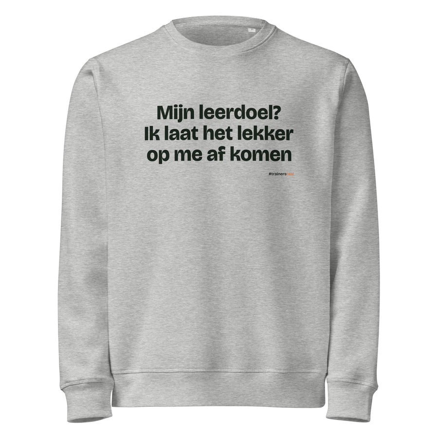 Mijn leerdoel? Ik laat het lekker op me af komen – sweater grijs gemêleerd