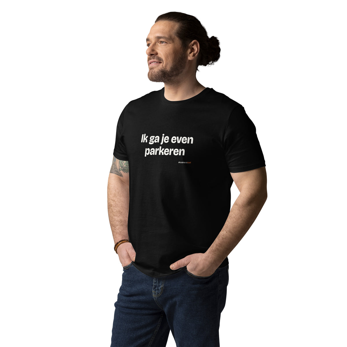 Ik ga je even parkeren – t-shirt zwart, gedragen door een man