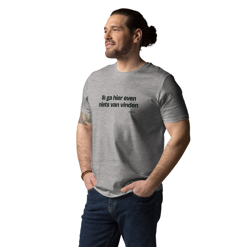 Ik ga hier even niets van vinden – t-shirt grijs gemêleerd, gedragen door een man
