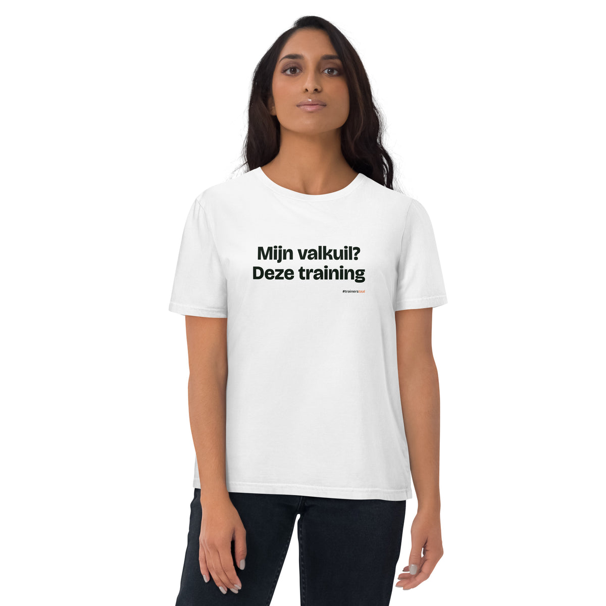 Mijn valkuil? Deze training – t-shirt wit, gedragen door een vrouw