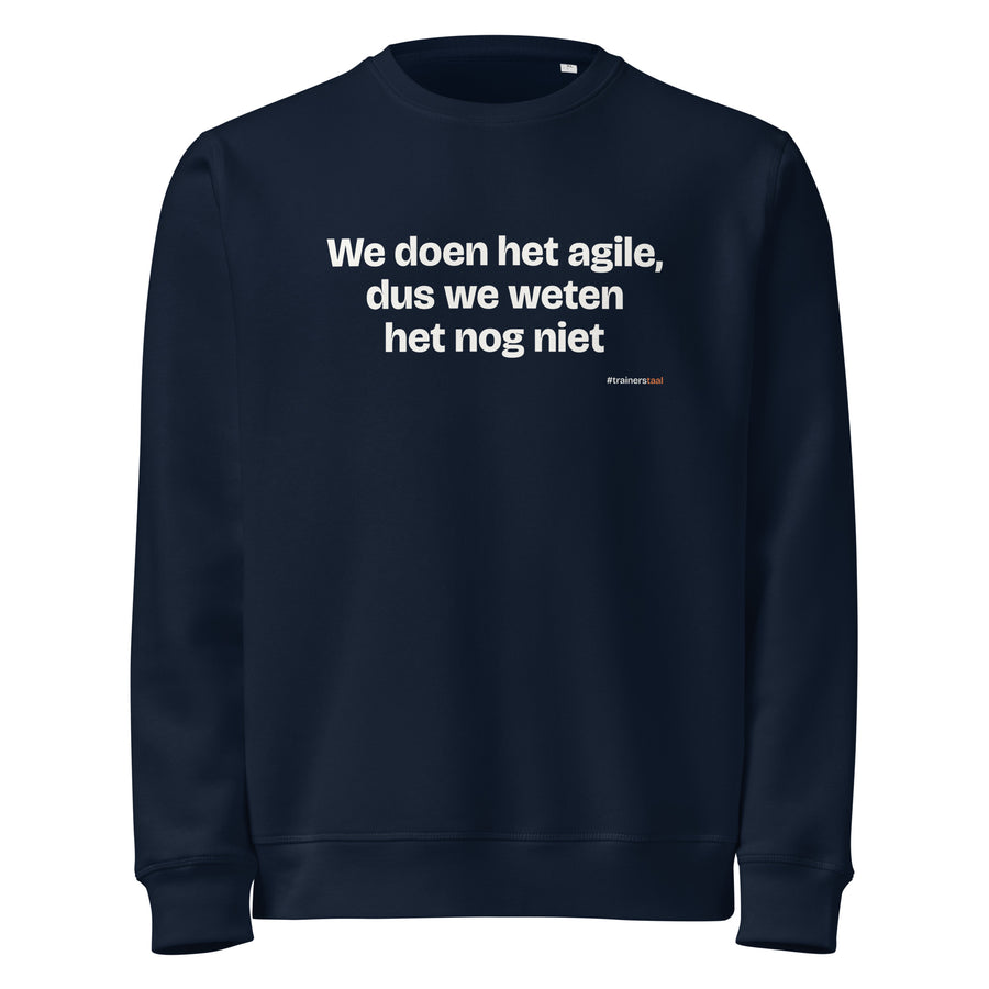 We doen het agile, dus we weten het nog niet – sweater navy
