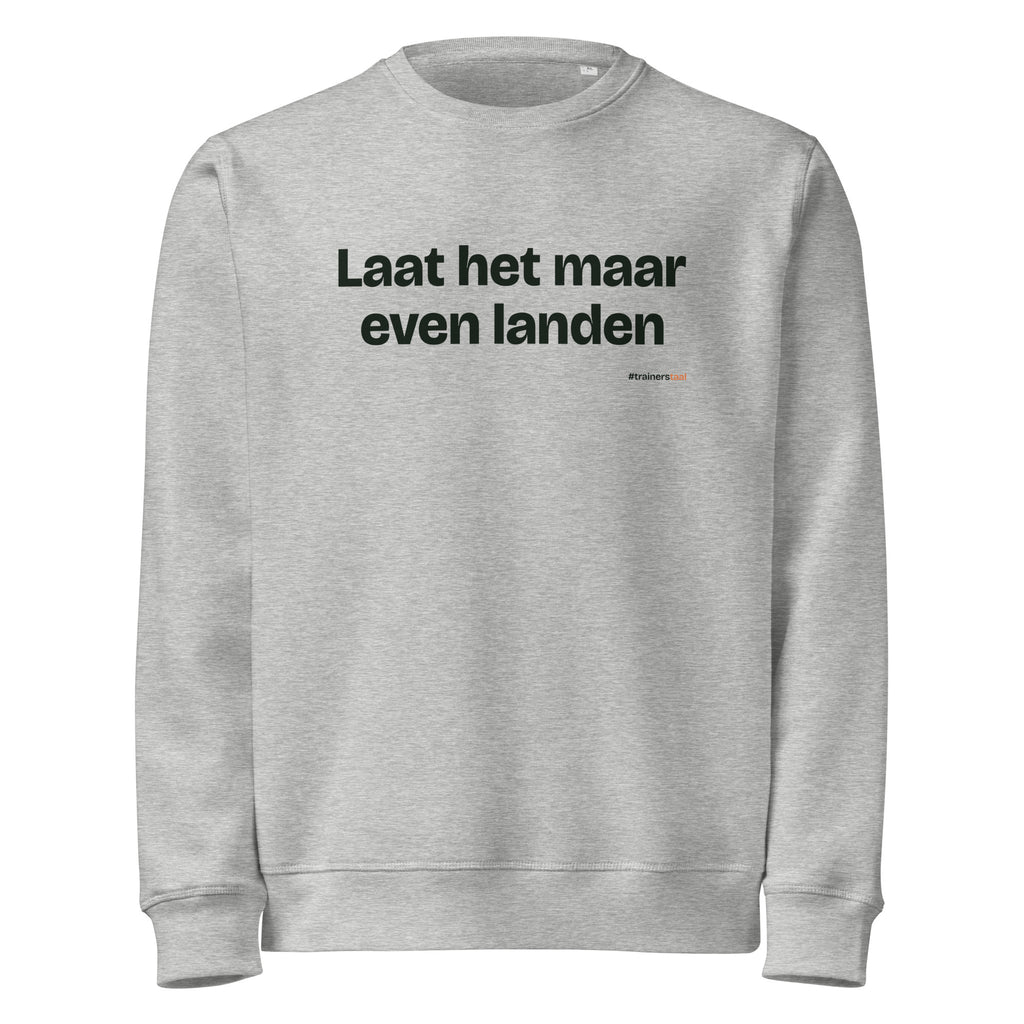 Laat het maar even landen – sweater grijs gemêleerd