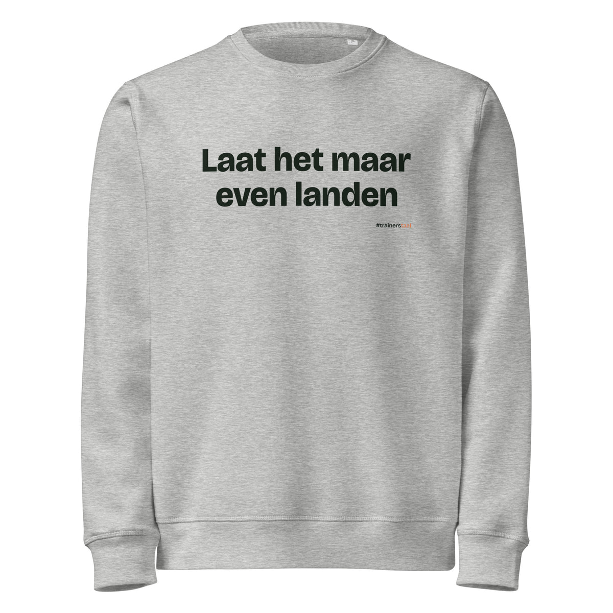 Laat het maar even landen – sweater grijs gemêleerd