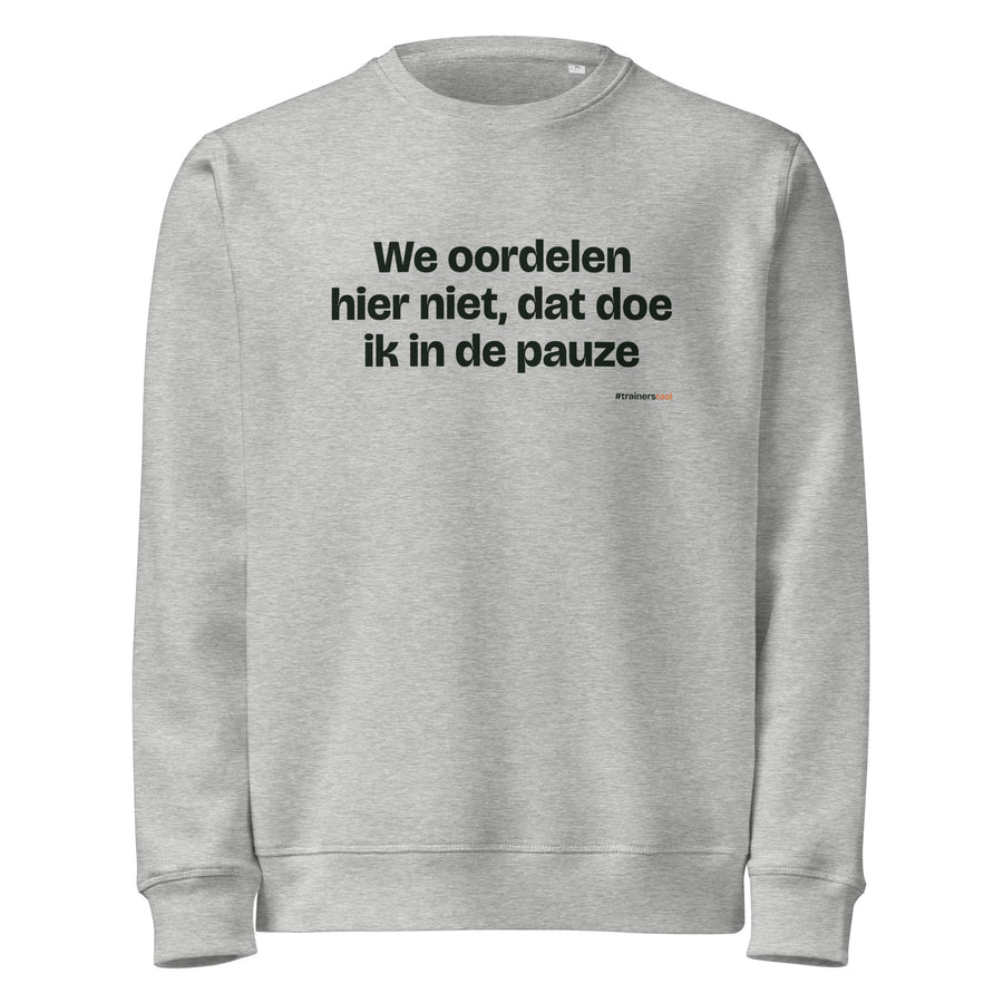 We oordelen hier niet, dat doe ik in de pauze – sweater grijs gemêleerd