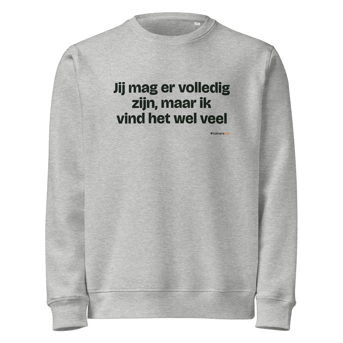 Jij mag er volledig zijn, maar ik vind het wel veel – sweater grijs gemêleerd