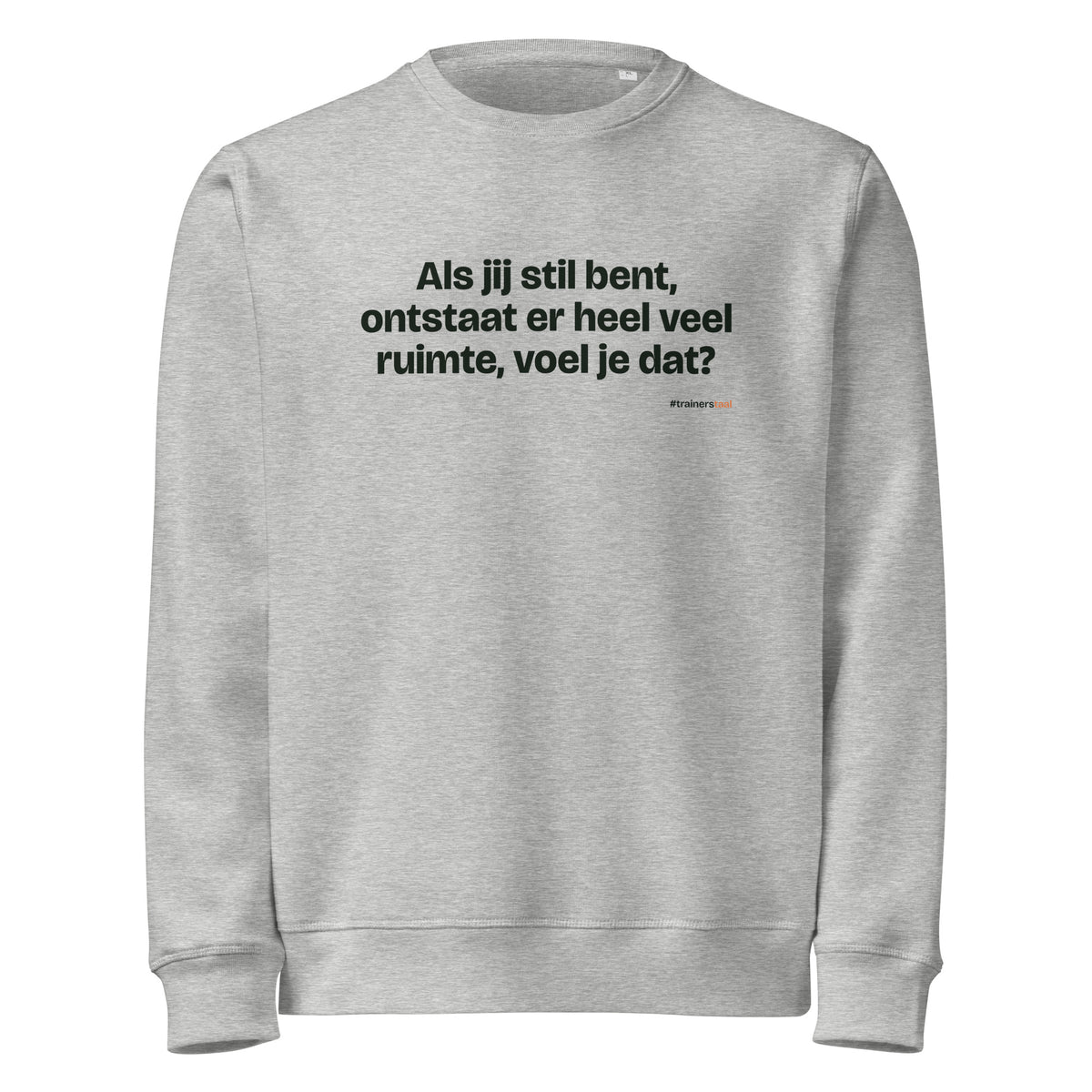 Als jij stil bent, ontstaat er heel veel ruimte, voel je dat? – sweater grijs gemêleerd