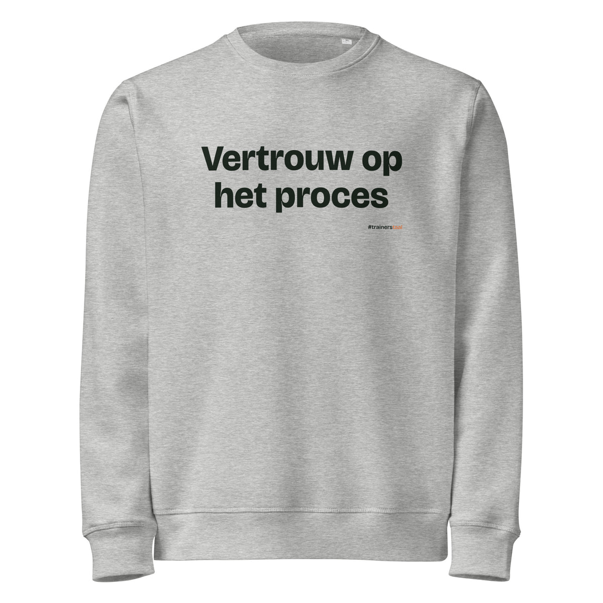Vertrouw op het proces – sweater grijs gemêleerd
