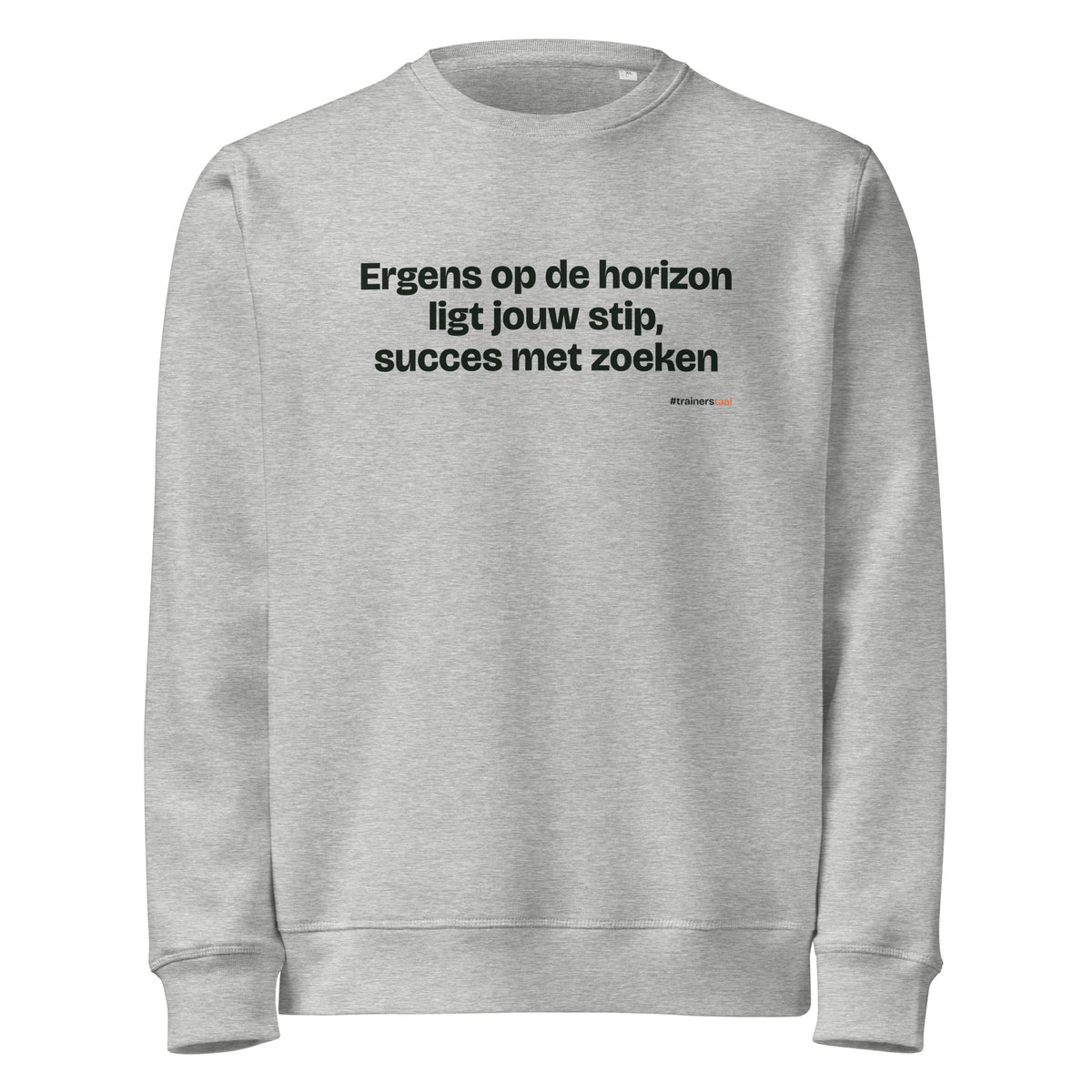 Ergens op de horizon ligt jouw stip, succes met zoeken – sweater grijs gemêleerd
