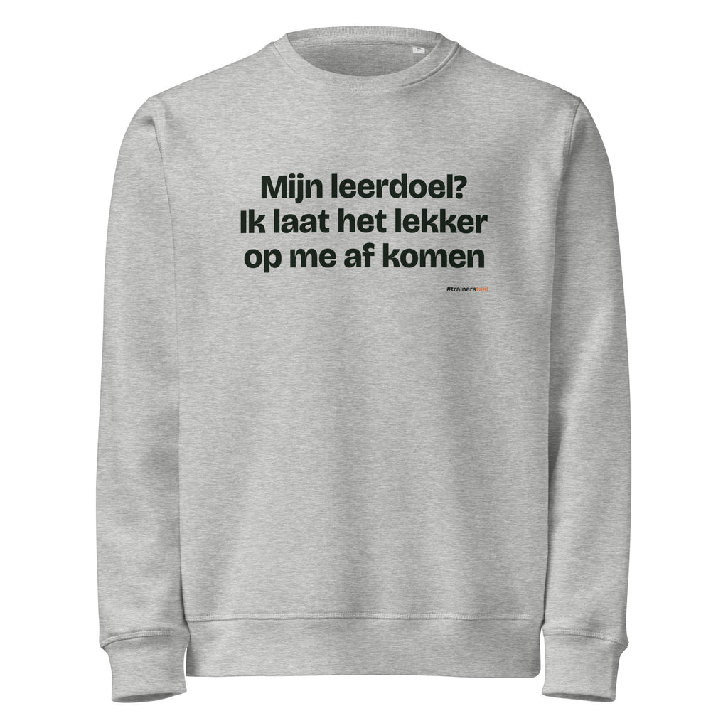 Mijn leerdoel? Ik laat het lekker op me af komen – sweater grijs gemêleerd