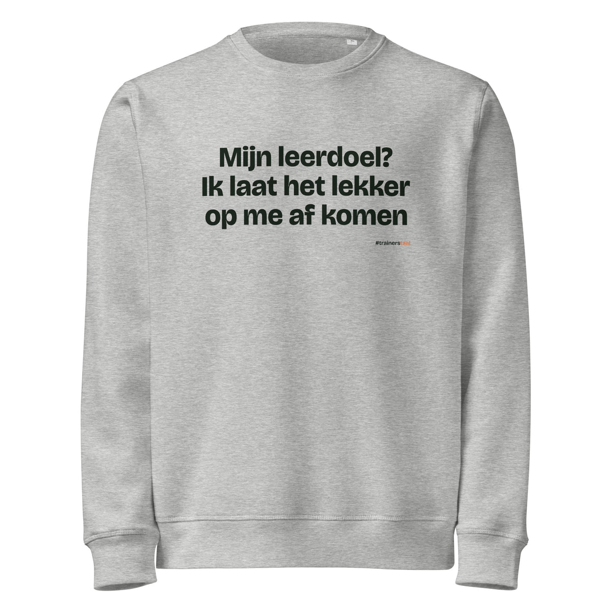 Mijn leerdoel? Ik laat het lekker op me af komen – sweater grijs gemêleerd